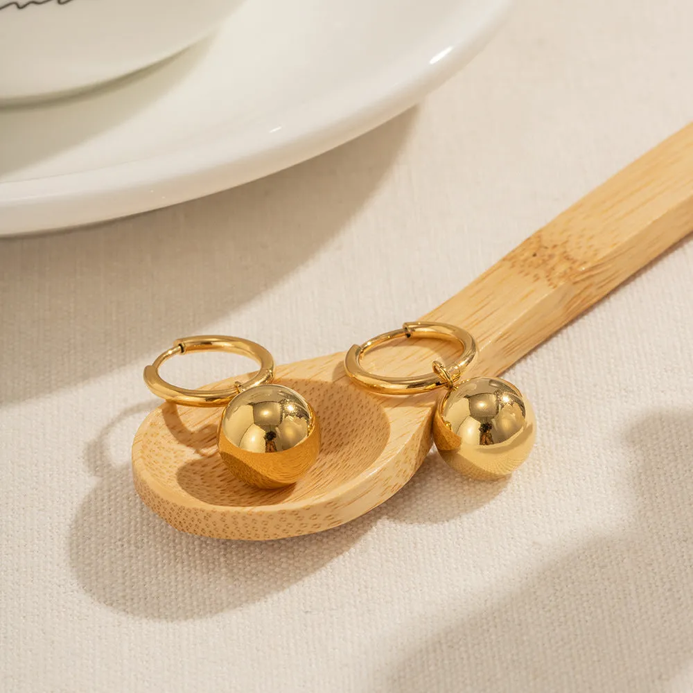 Gold Dome Drop Earrings