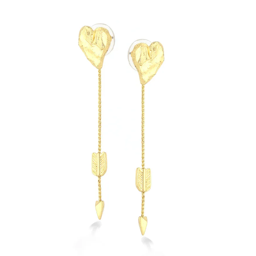 GOLD  HEART TASSEL EARRINGS #296GD3301