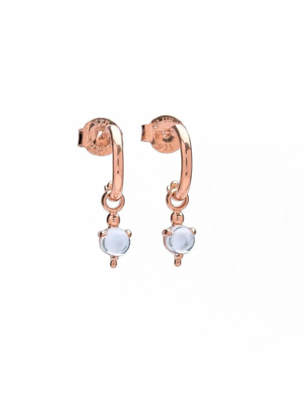 Gold Hoop Earrings with Moonstone Charm