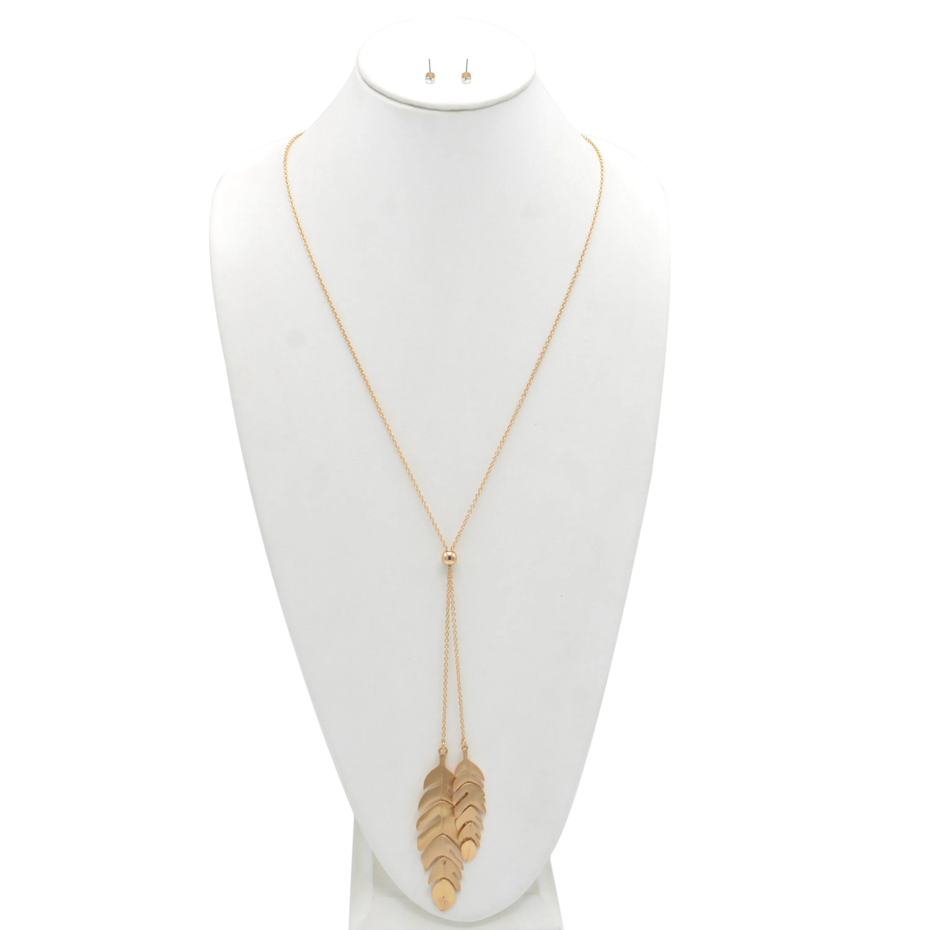 GOLD TASSEL NECKLACE AND EARRINGS SET#SQ315-173723G (LF17)
