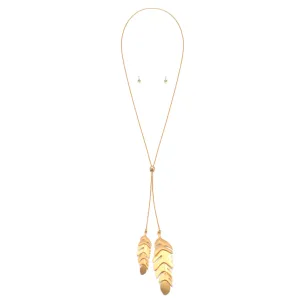 GOLD TASSEL NECKLACE AND EARRINGS SET#SQ315-173723G (LF17)