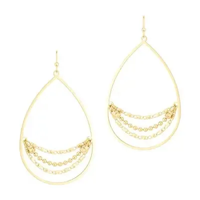 Gold Teardrop Chain Earrings