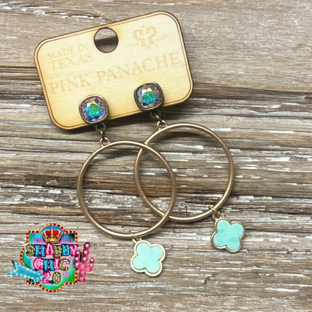 Gold, Turquoise, and Bling Earrings