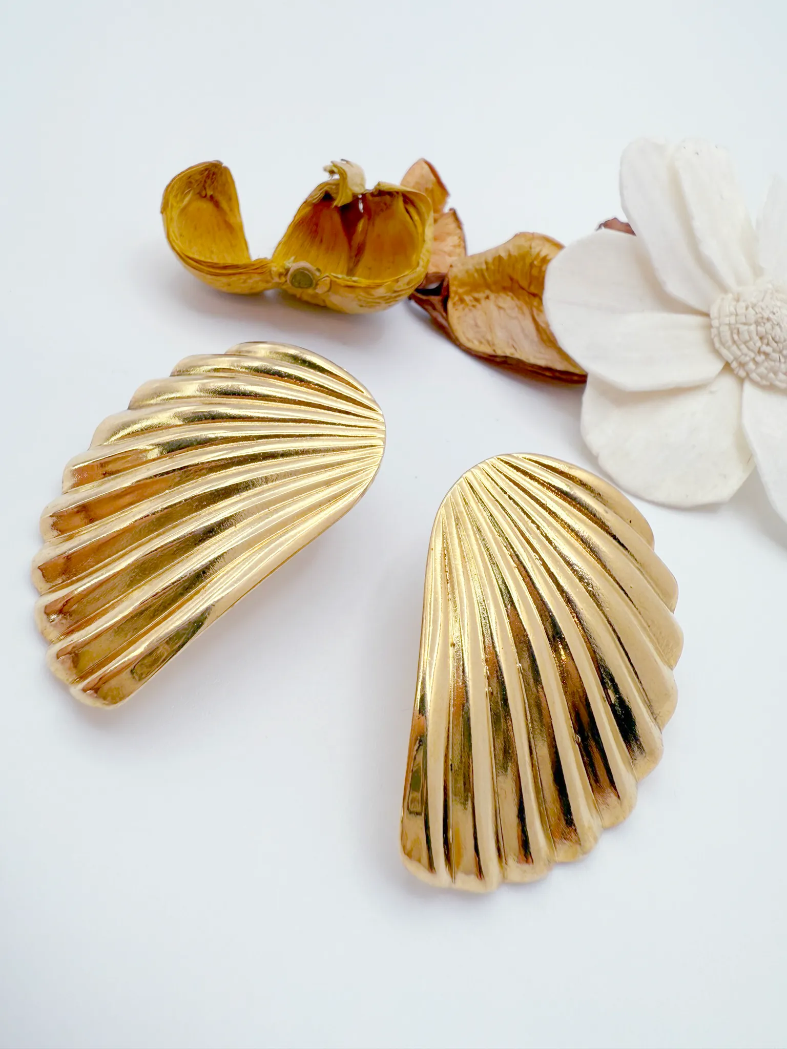 Golden Seashell Statement Earrings