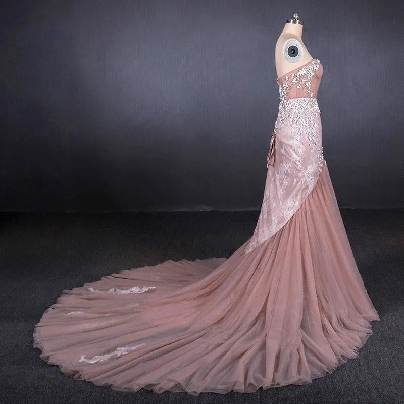 Gorgeous Sweetheart Mermaid Tulle Prom Dress Long Evening Dresses
