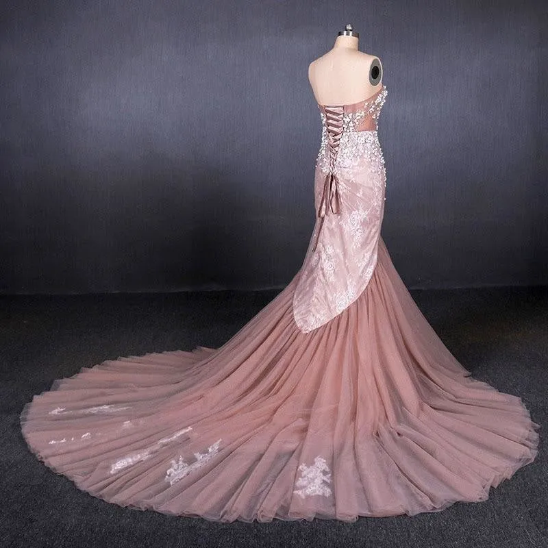 Gorgeous Sweetheart Mermaid Tulle Prom Dress Long Evening Dresses