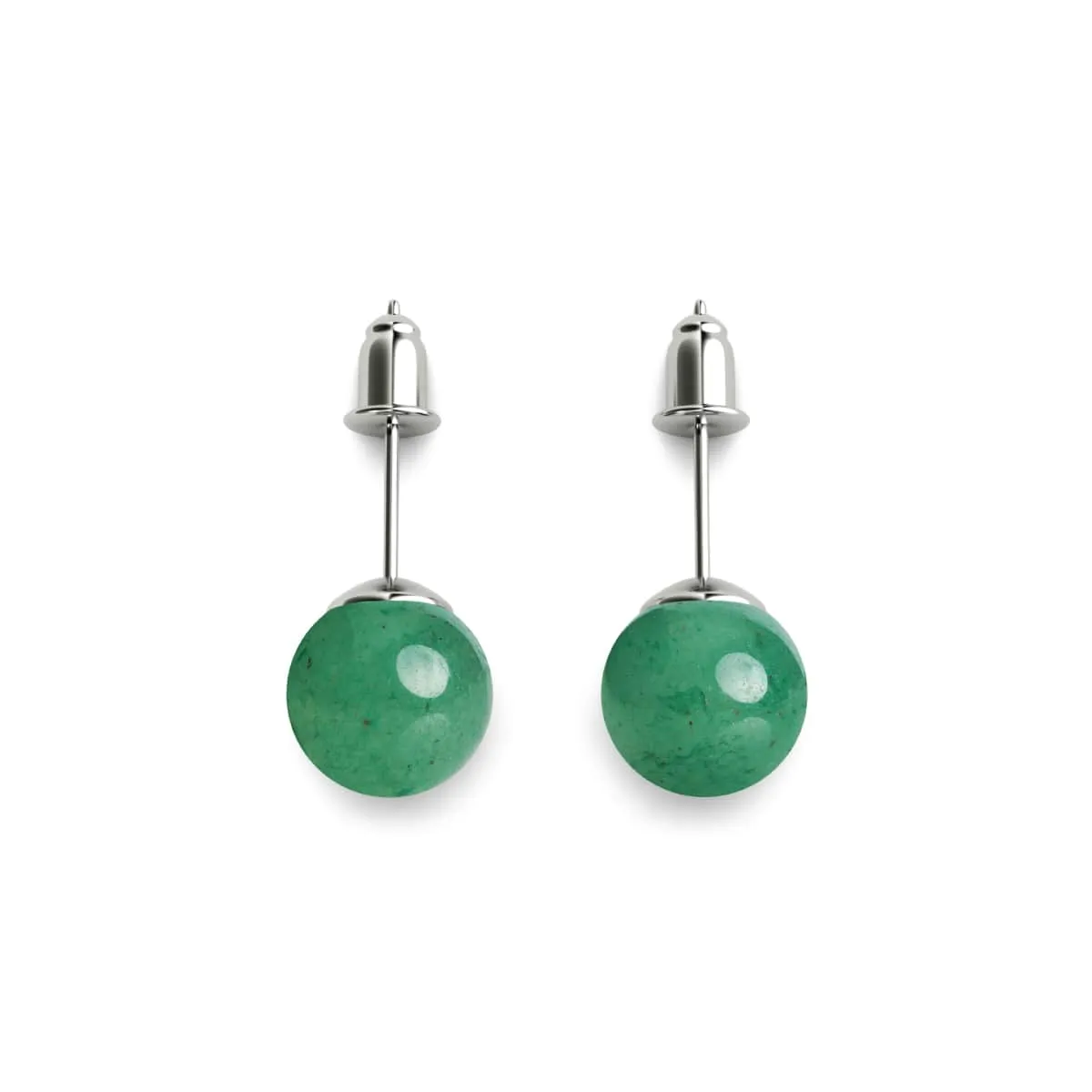 Green Jade | .925 Sterling Silver | Gemstone Stud Earrings