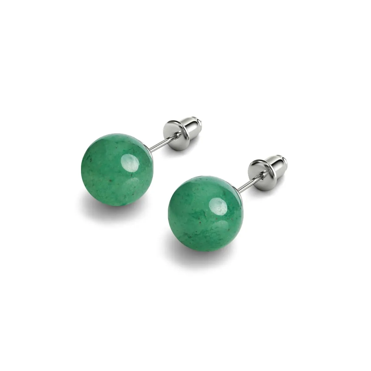 Green Jade | .925 Sterling Silver | Gemstone Stud Earrings