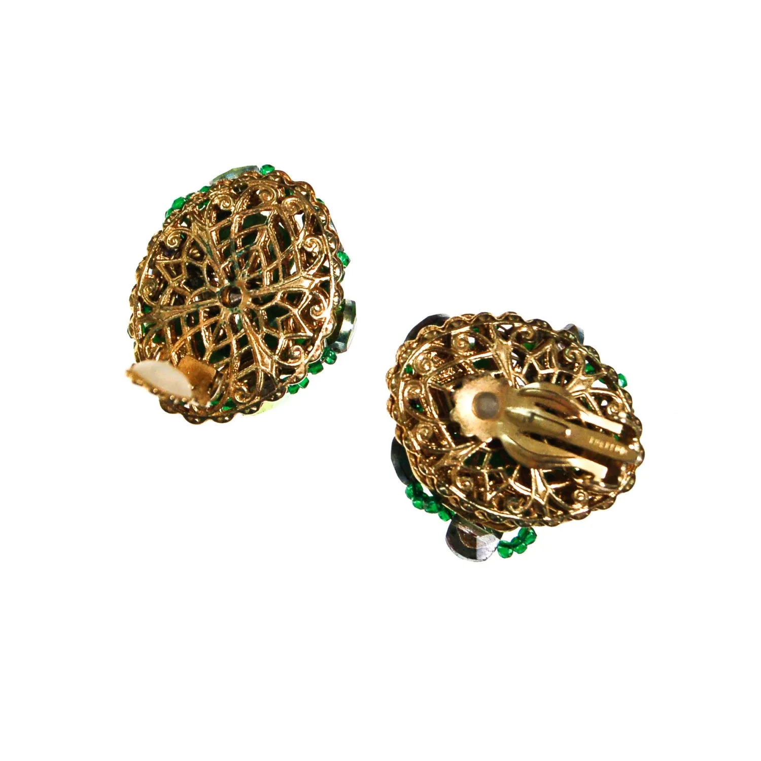 Green Rhinestone Earrings, Statement Earrings,