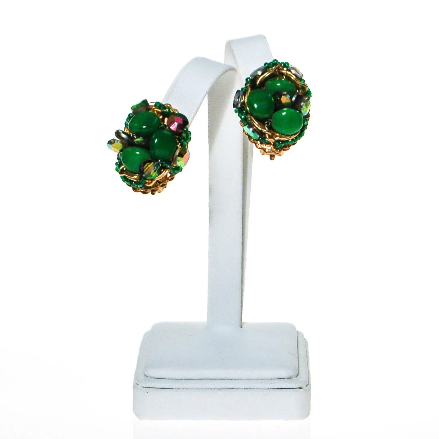 Green Rhinestone Earrings, Statement Earrings,