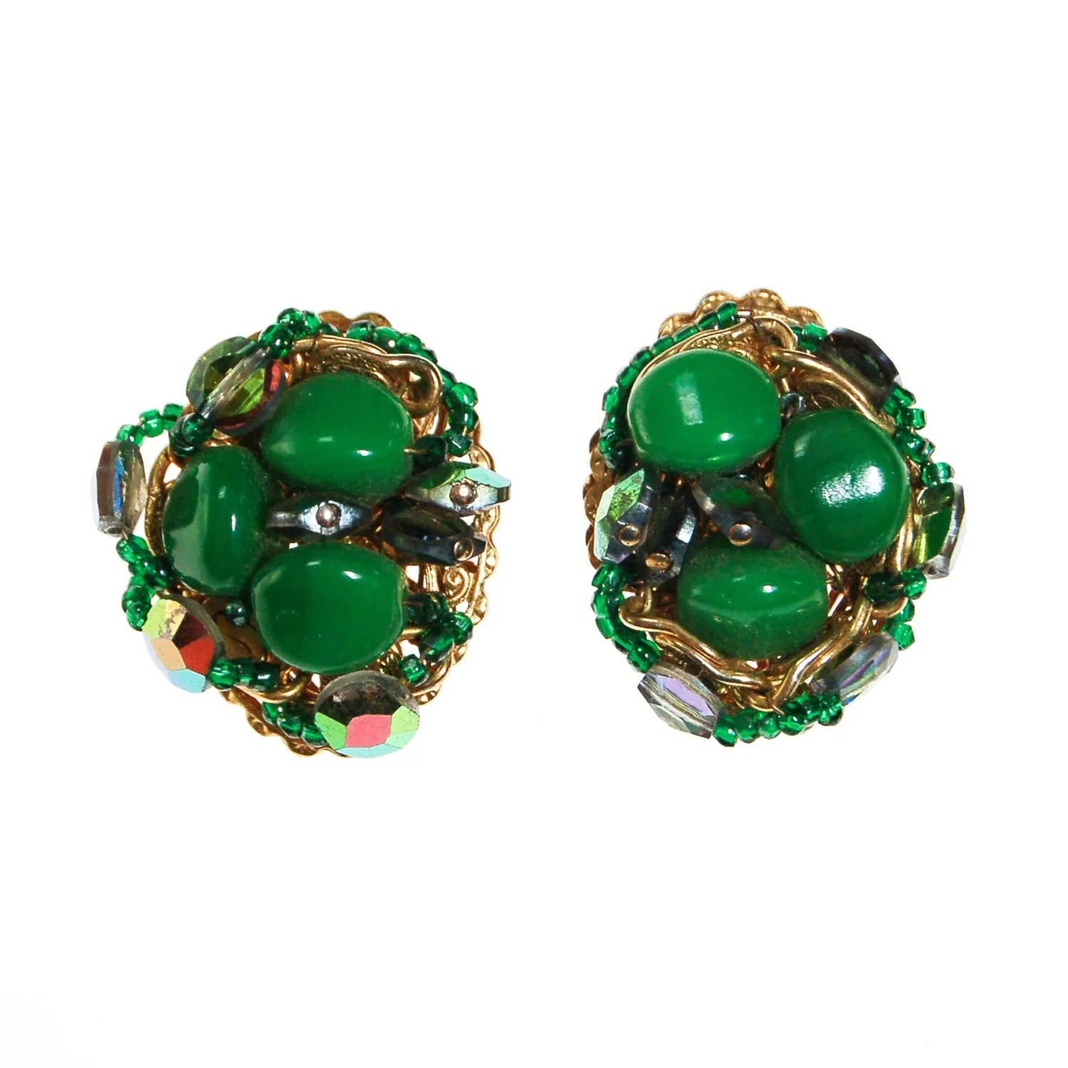Green Rhinestone Earrings, Statement Earrings,