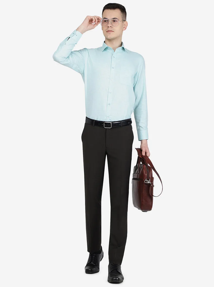 Green Solid Slim Fit Formal Shirt | Greenfibre