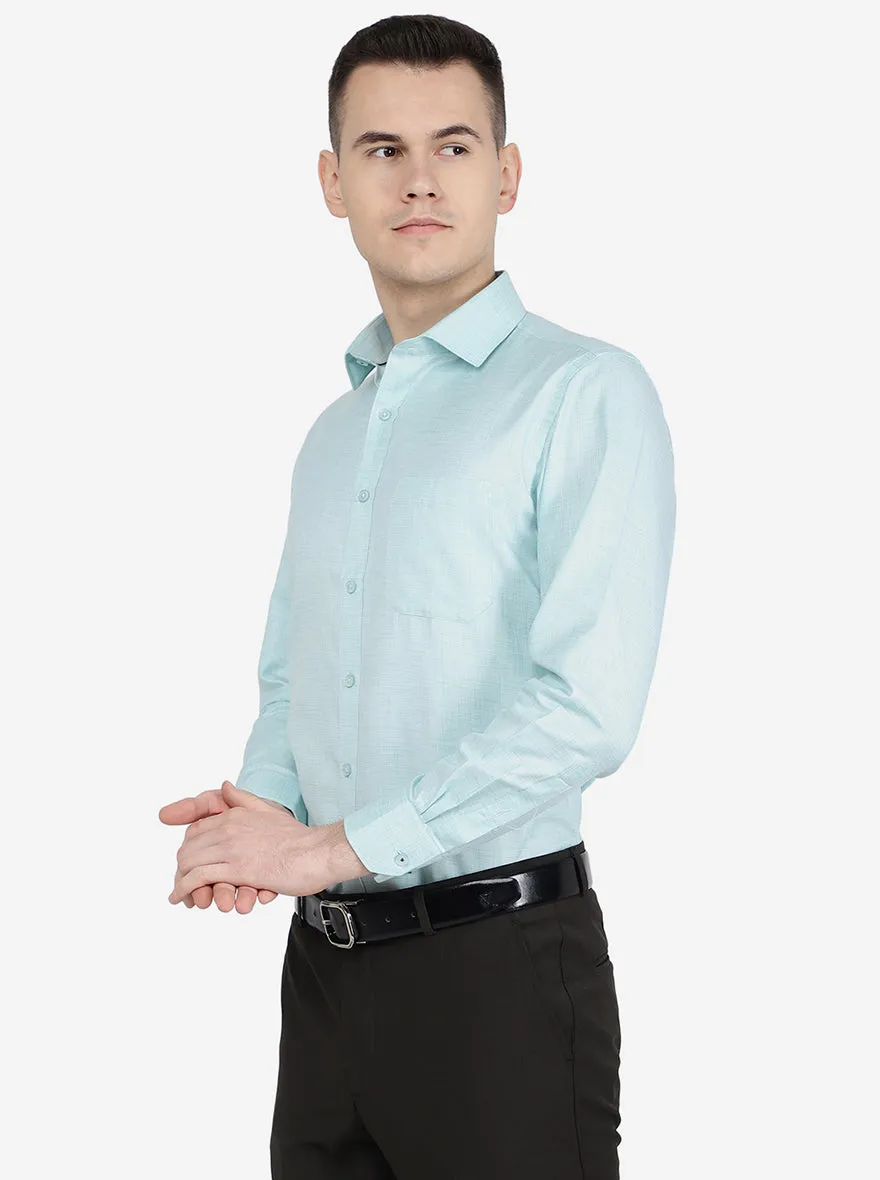 Green Solid Slim Fit Formal Shirt | Greenfibre