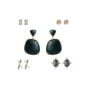 Green Stone Drop Earring Set
