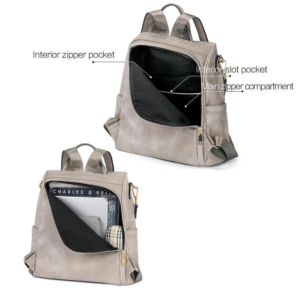 Greene Multi-Purpose Carry Way Vegan Leather Backpack Purse For Women | Two-Toned Vintage