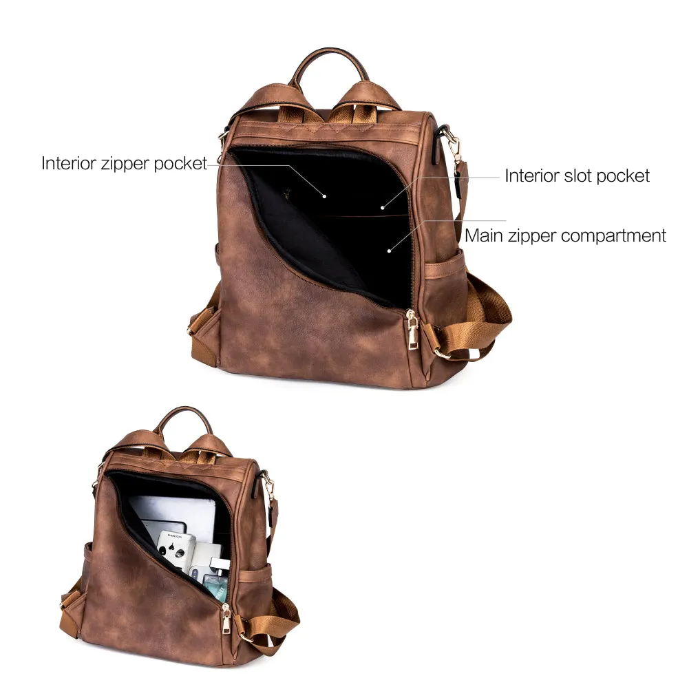 Greene Multi-Purpose Carry Way Vegan Leather Backpack Purse For Women | Two-Toned Vintage