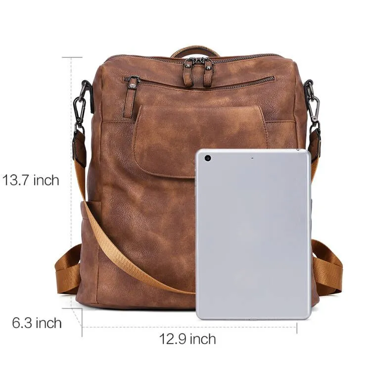Greene Vegan Leather Travel Backpack Switchable Shoulder Bag