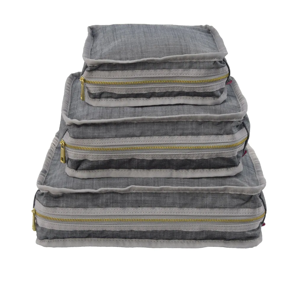 Grey Chambray Packing Cube Stacking Set