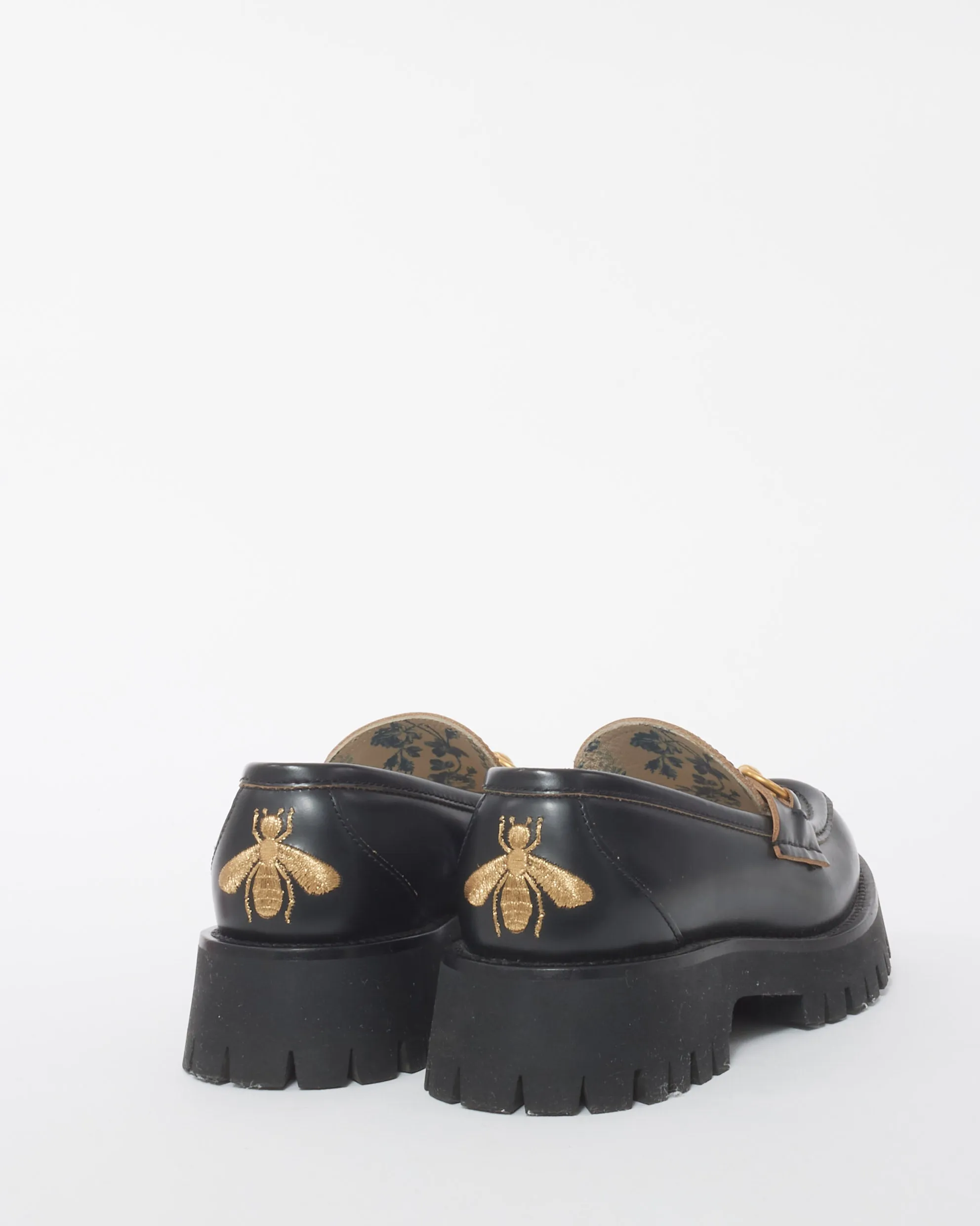 Gucci Black Leather Chunky Lug Sole Horsebit Loafer - 36