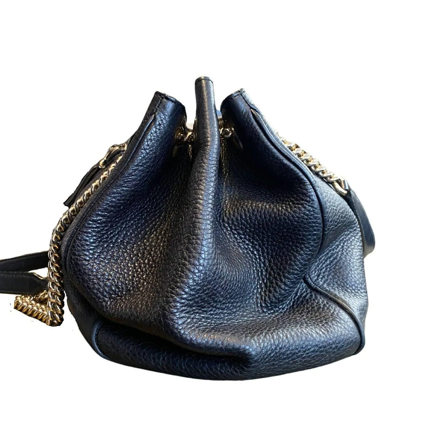 GUCCI Black Leather Medium 'Emily' Shoulder Bag