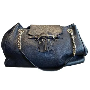 GUCCI Black Leather Medium 'Emily' Shoulder Bag