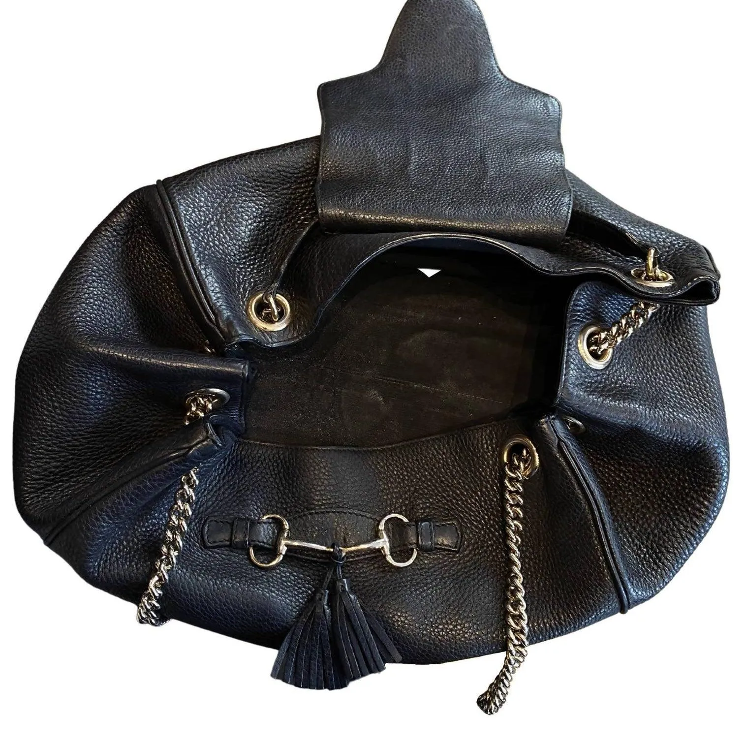 GUCCI Black Leather Medium 'Emily' Shoulder Bag