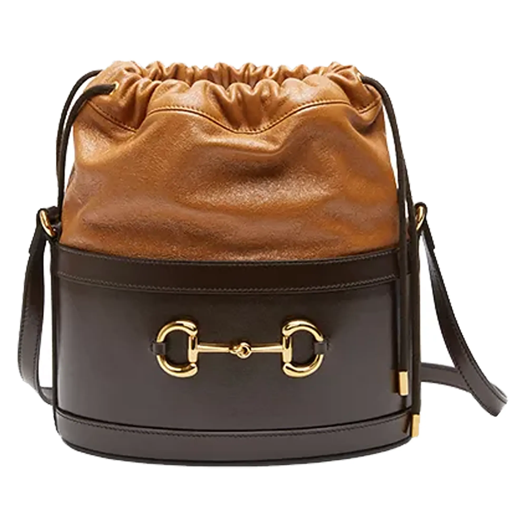 Gucci GG 1955 Horse Bit Cocoa Dark Brown Bucket Shoulder Bag Leather Handbag NEW