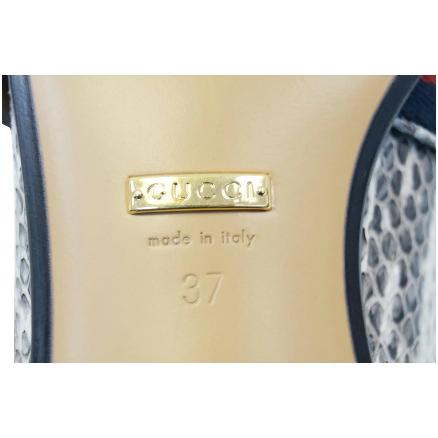 Gucci Mid-Heel GG Snakeskin Loafer Size US 7 Grey 423559 - Last Call