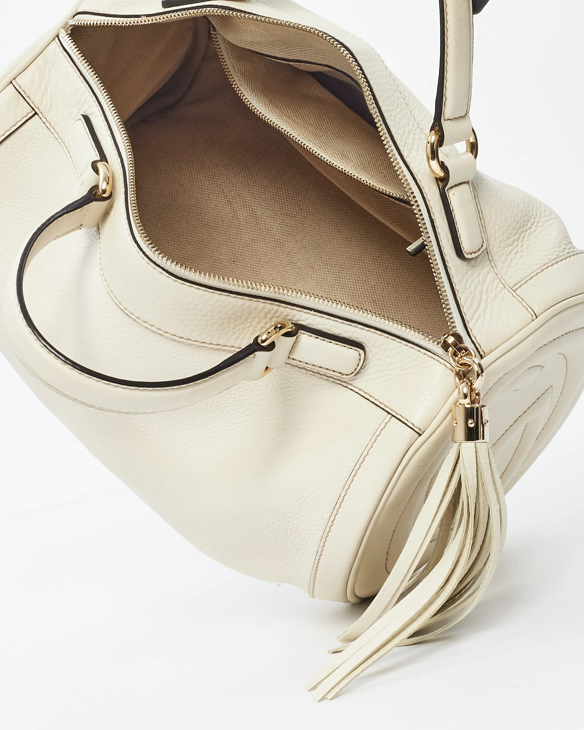 Gucci Off-White Leather Soho Boston Bag