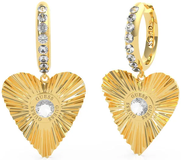 Guess Plisse Pleated Drop Gold Earrings