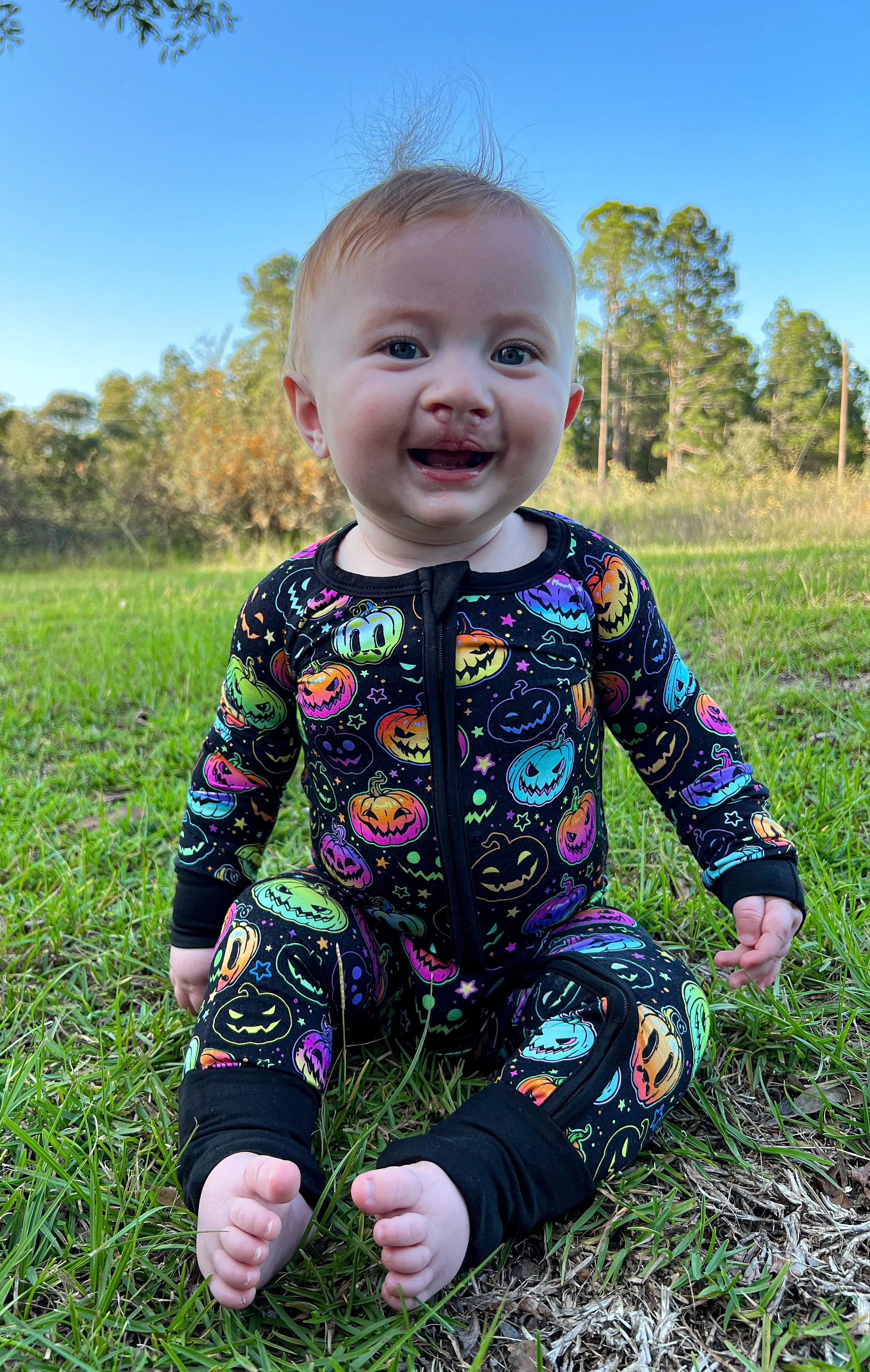 Halloween Pumpkins | Convertible Bamboo Zipper Baby Pajamas