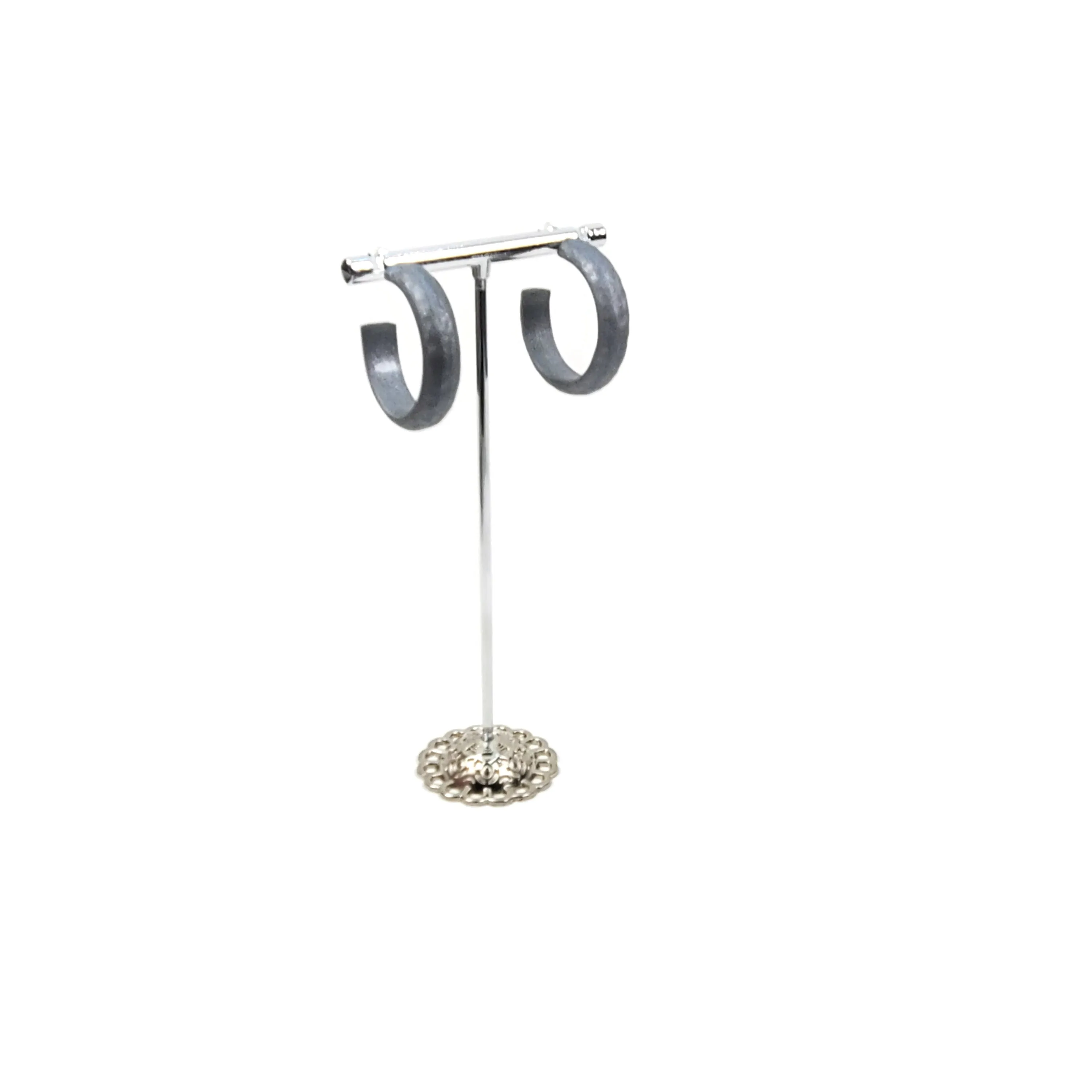 Hammered Hoop Earrings Medium - Solid Color  - White