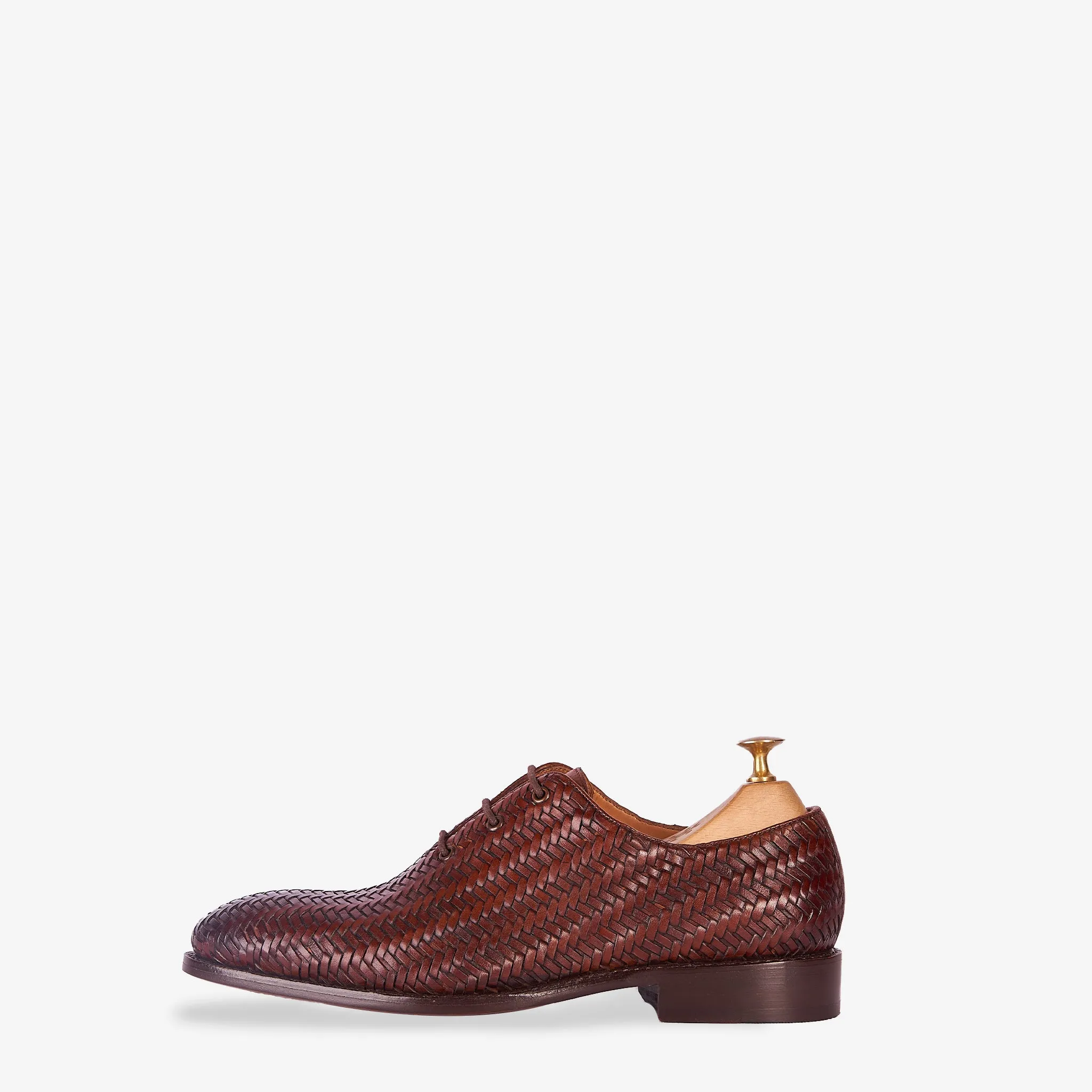 Hand Woven Peacan Brown Wholecut Oxford - Made to Order