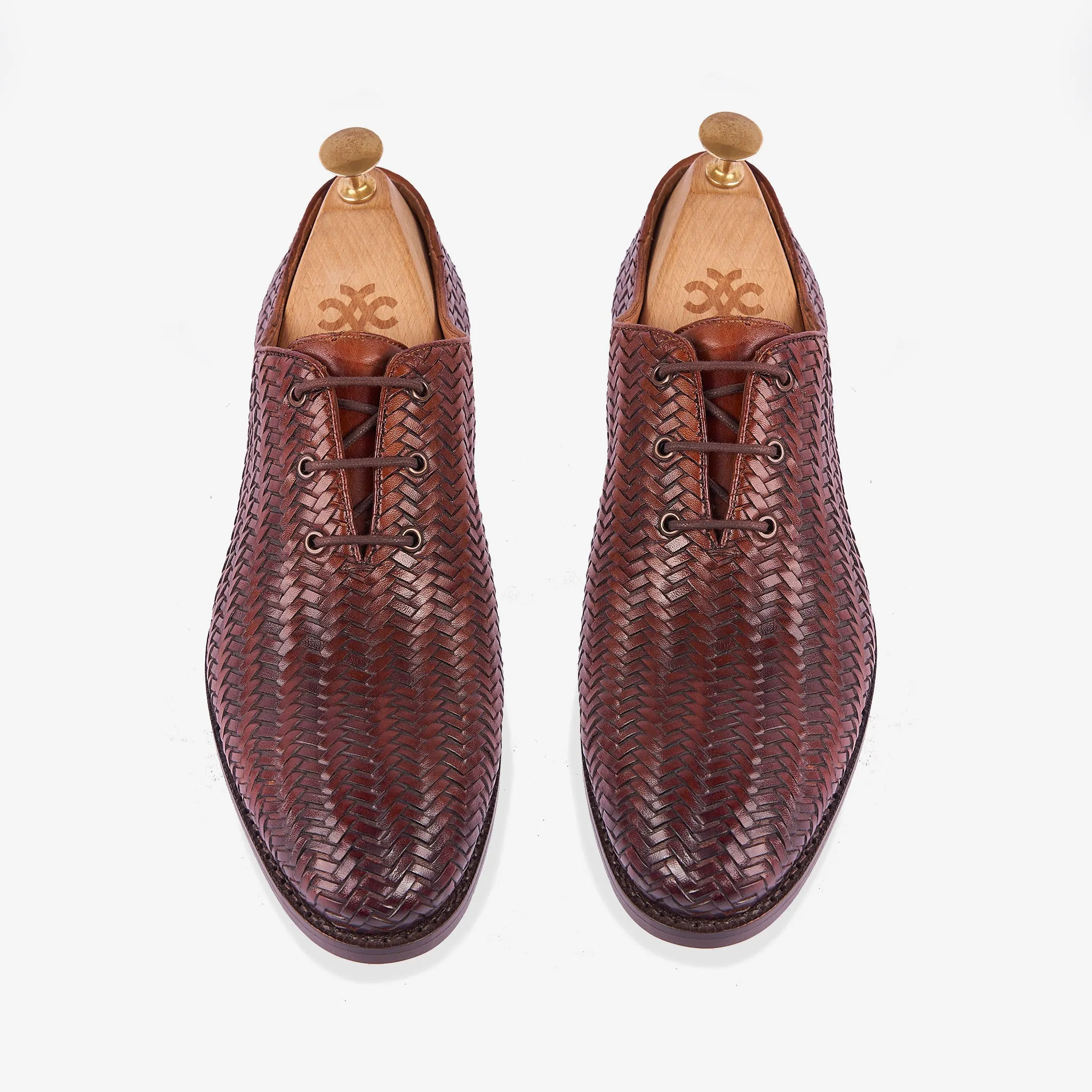 Hand Woven Peacan Brown Wholecut Oxford - Made to Order