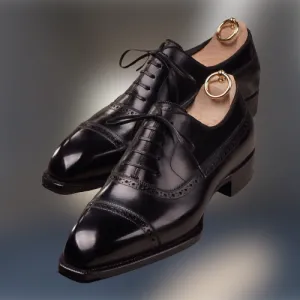 Handmade Black Brogue Oxfords for Men