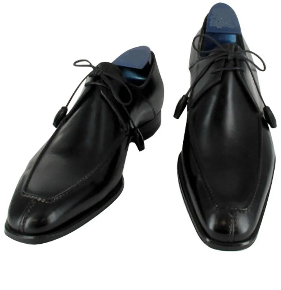 Handmade Black Leather Oxfords for Men - Formal Dress Shoes