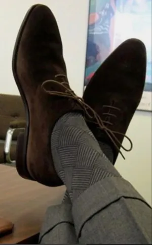 Handmade Brown Suede Oxford Dress Shoes for Men