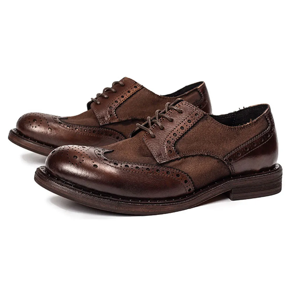 Handmade Full Grain Leather Wingtip Brogues for Men