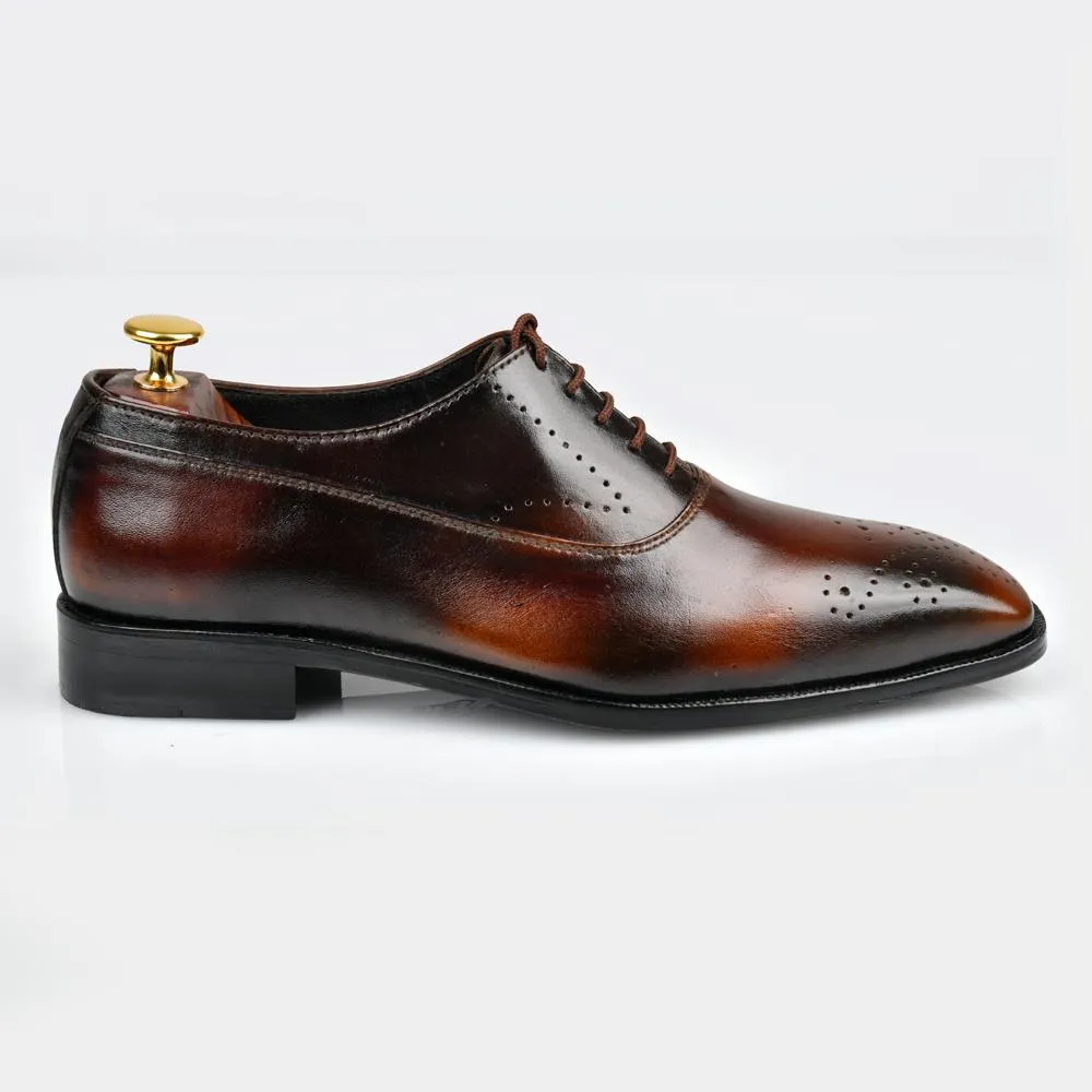 Handmade Shaded Brown Leather Brogue Oxford Shoes
