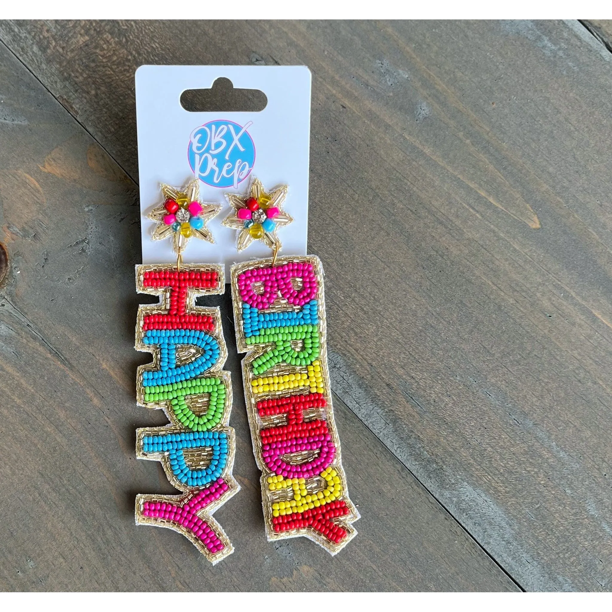 Happy Birthday Bright Seed Beaded Drop Earrings S