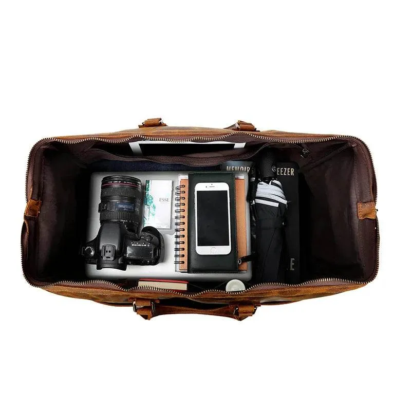High-End Genuine Leather Travel Duffel Bags for Men Large Size