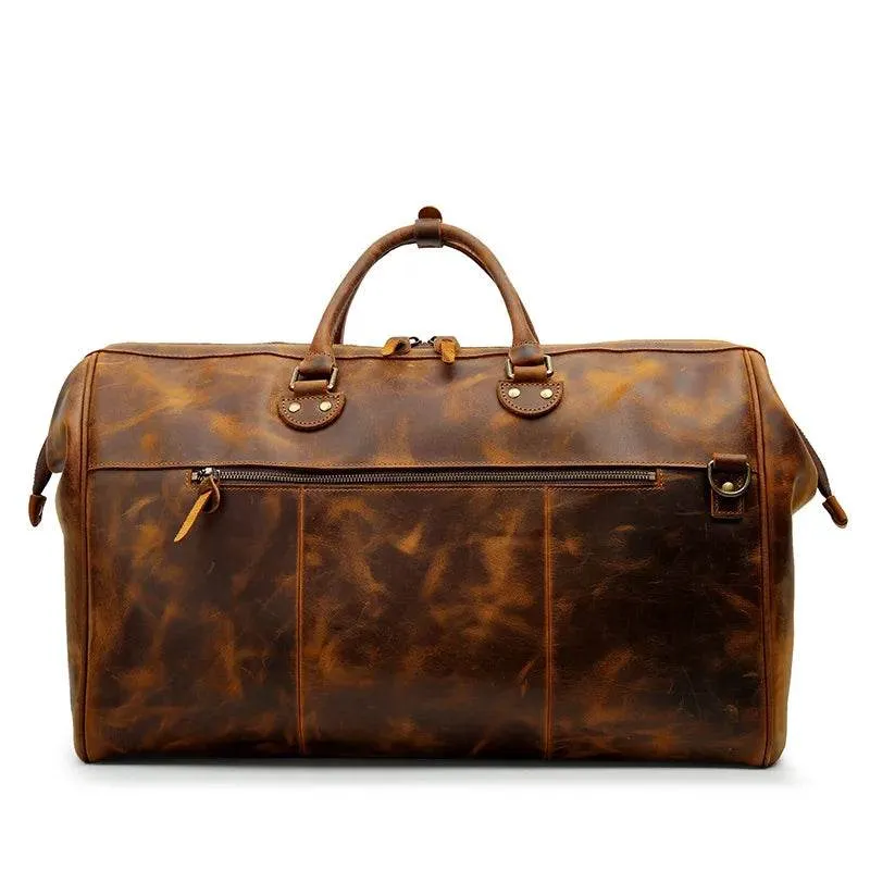 High-End Genuine Leather Travel Duffel Bags for Men Large Size
