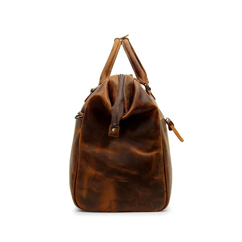 High-End Genuine Leather Travel Duffel Bags for Men Large Size