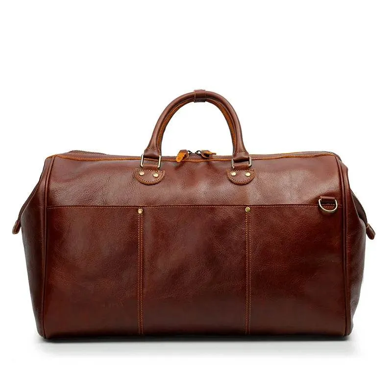 High-End Genuine Leather Travel Duffel Bags for Men Large Size