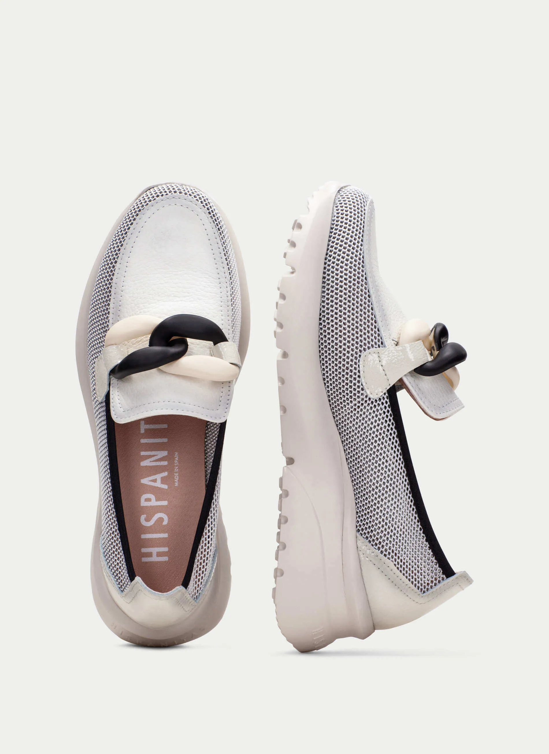 Hispanitas Off White Leather Slip On Shoes