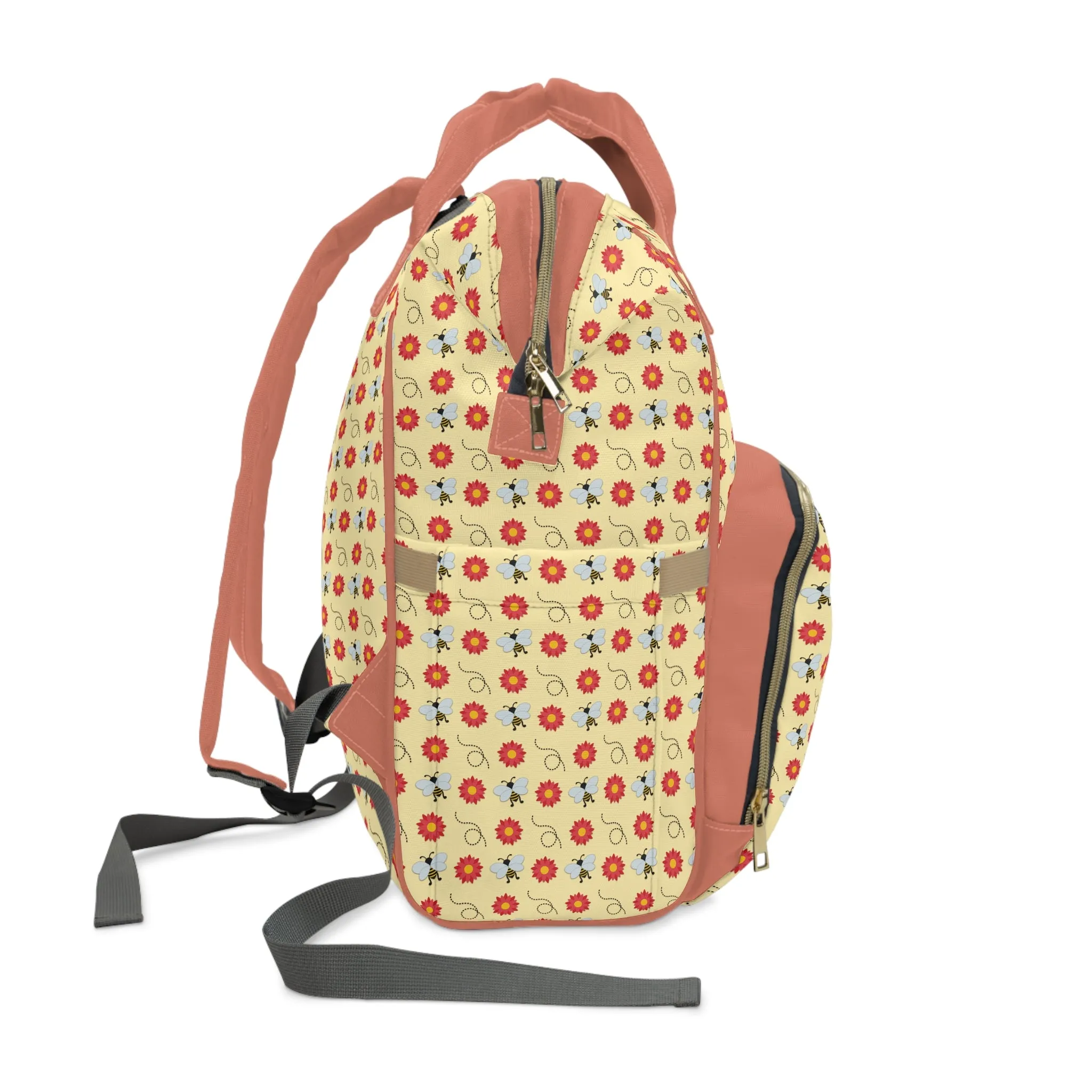 Honey Bee Diaper Backpack - Eco-Friendly & Stylish Baby Bag with Buzzing Bee Motifs, Perfect for Nature-Loving Parents