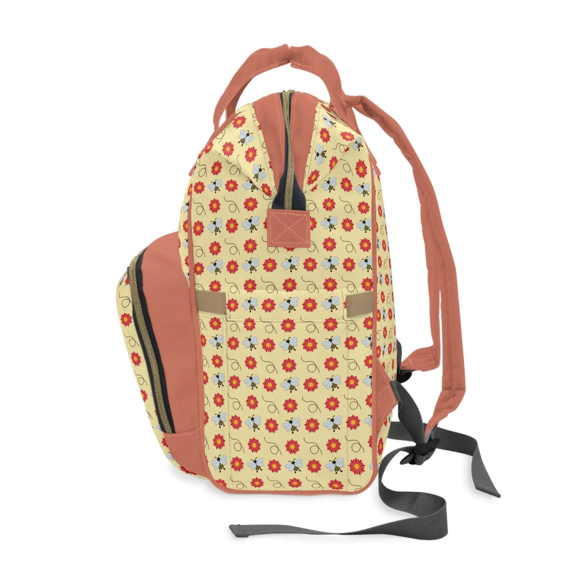 Honey Bee Diaper Backpack - Eco-Friendly & Stylish Baby Bag with Buzzing Bee Motifs, Perfect for Nature-Loving Parents