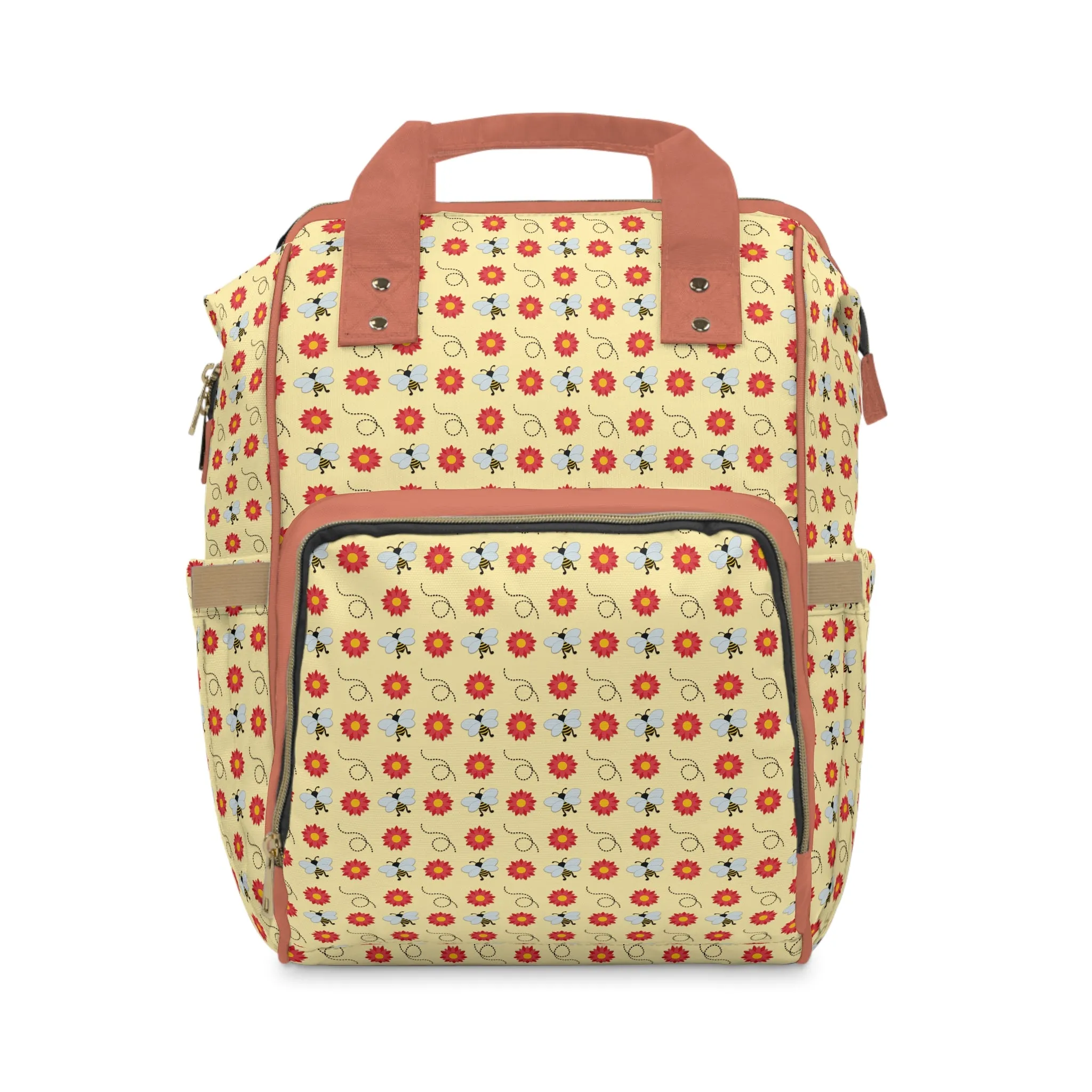 Honey Bee Diaper Backpack - Eco-Friendly & Stylish Baby Bag with Buzzing Bee Motifs, Perfect for Nature-Loving Parents