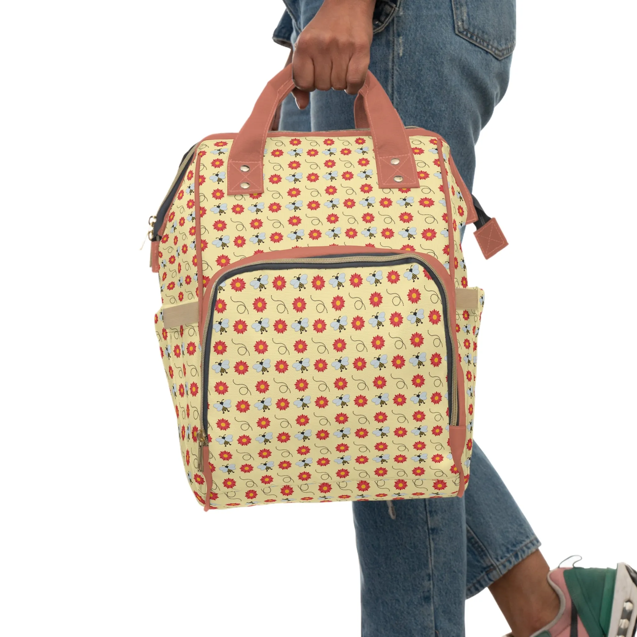 Honey Bee Diaper Backpack - Eco-Friendly & Stylish Baby Bag with Buzzing Bee Motifs, Perfect for Nature-Loving Parents