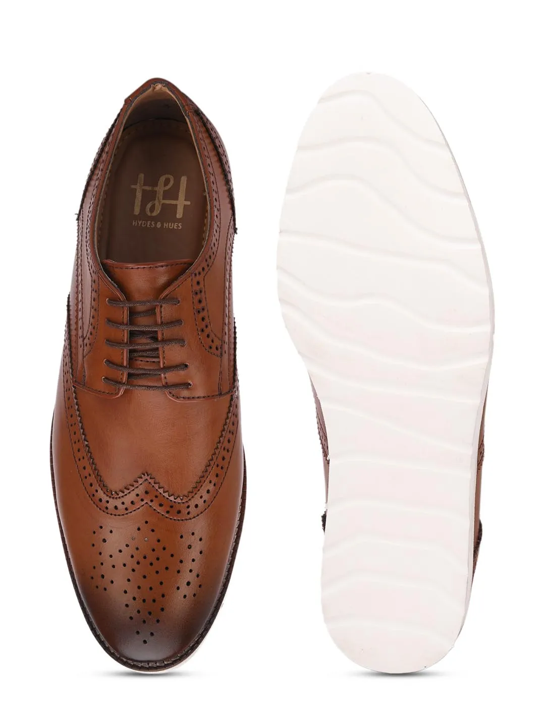 Hydes N Hues Men Brown Solid Casual Brogues